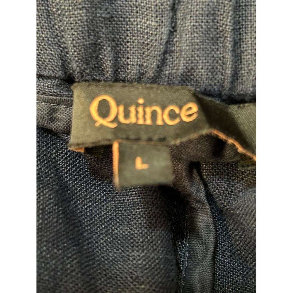 Quince Women Deep Navy European Linen Pants Elastic Waist Straight Leg Size L - Picture 2 of 8